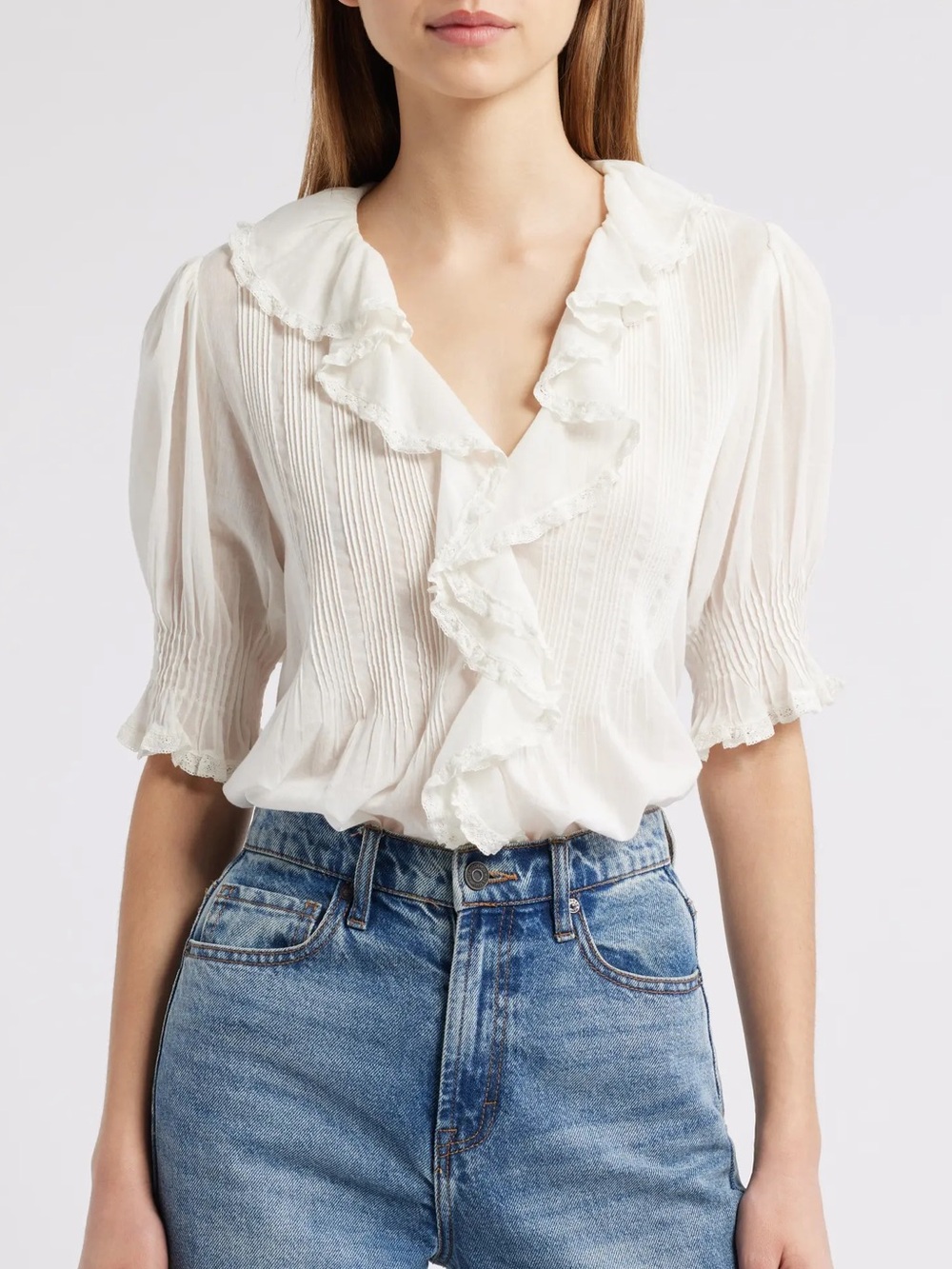 NWT Doen Henri Organic Cotton Voile Top in Salt